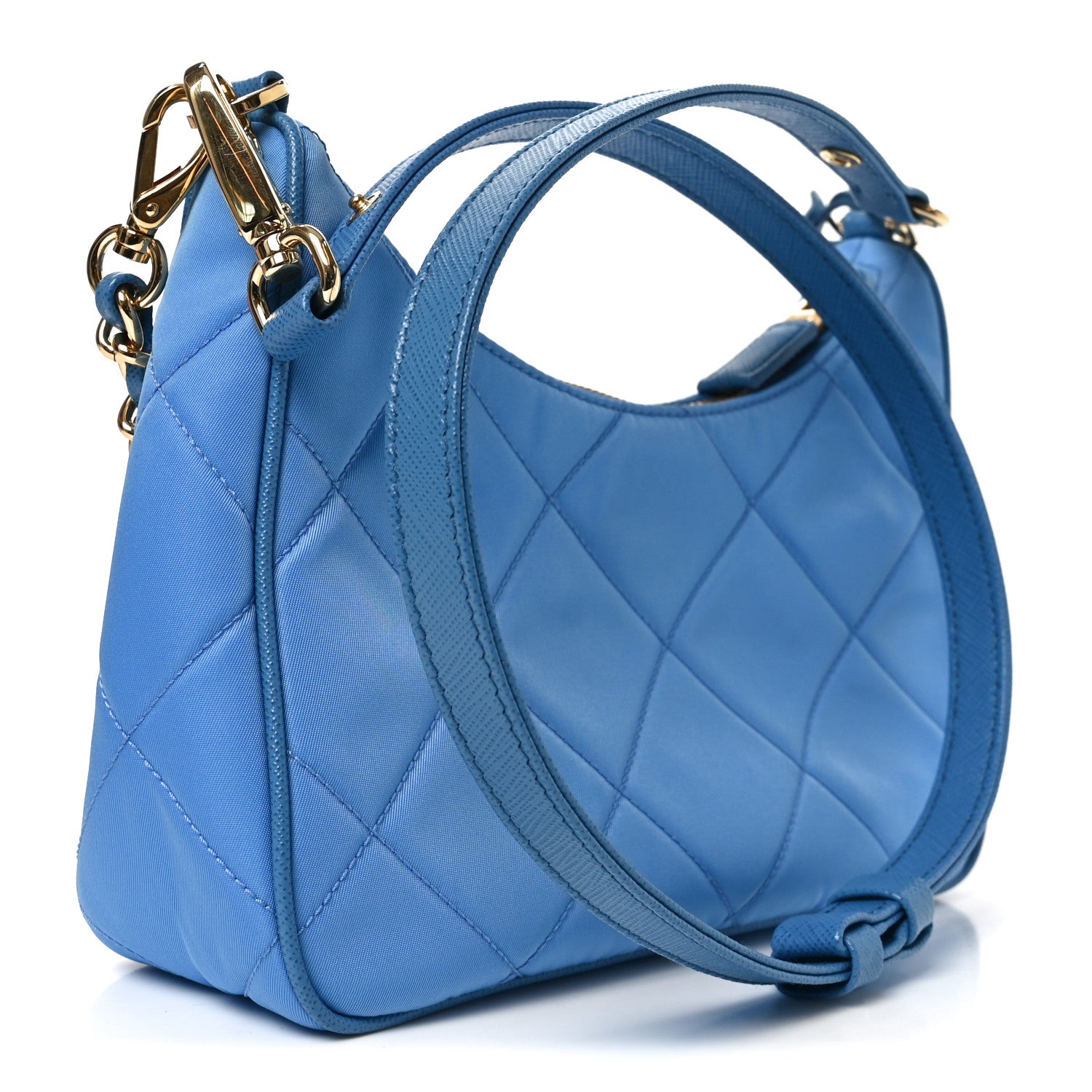 Prada Re-Nylon Saffiano Stitched Mini Re-Edition 1995 Chaine Shoulder Bag Blue 3 of 9