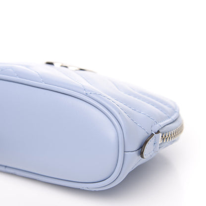 Gucci Calfskin Matelasse GG Marmont Pouch Cosmetic Case Porcelain Light Blue 9 of 10
