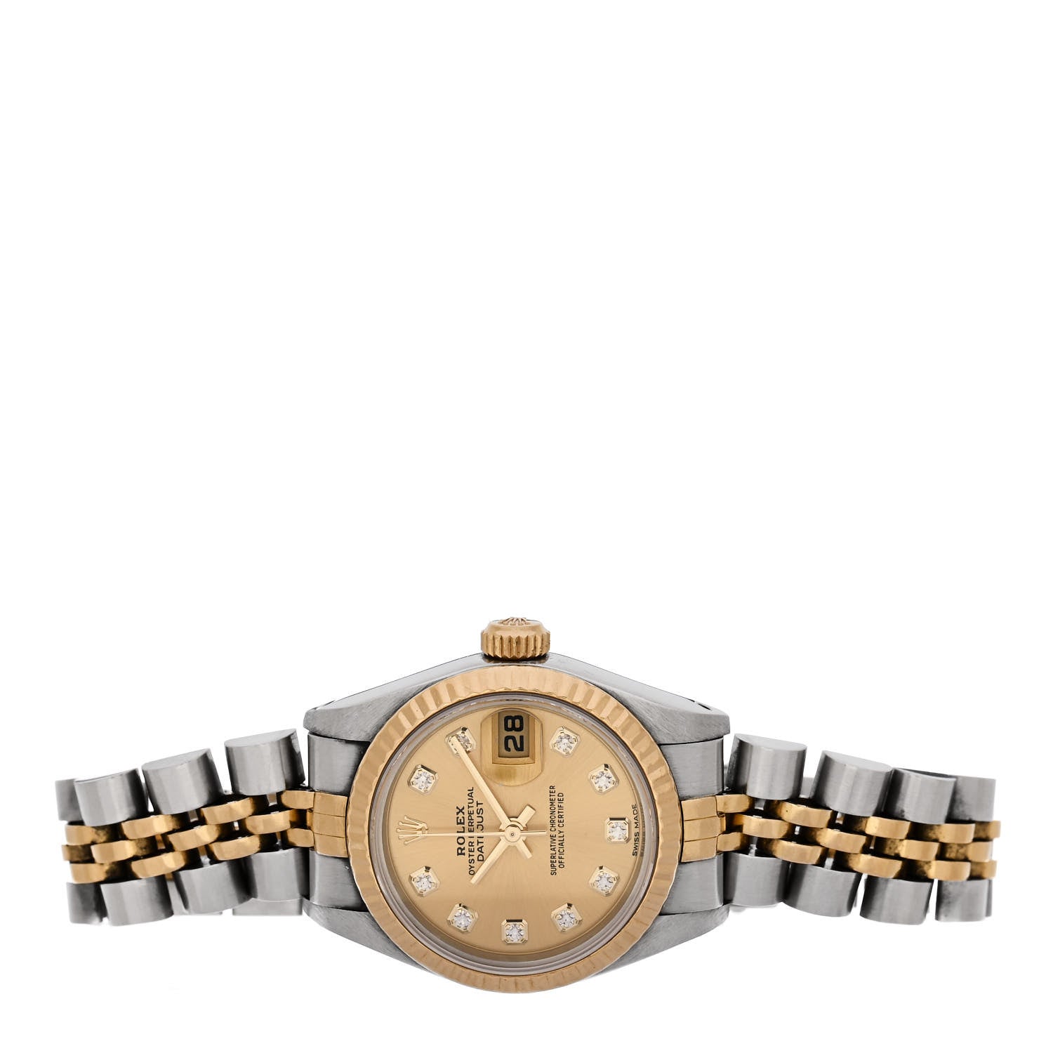 Rolex Stainless Steel 18K Yellow Gold Diamond 26mm Oyster Perpetual Datejust Watch Champagne 69173 2 of 4