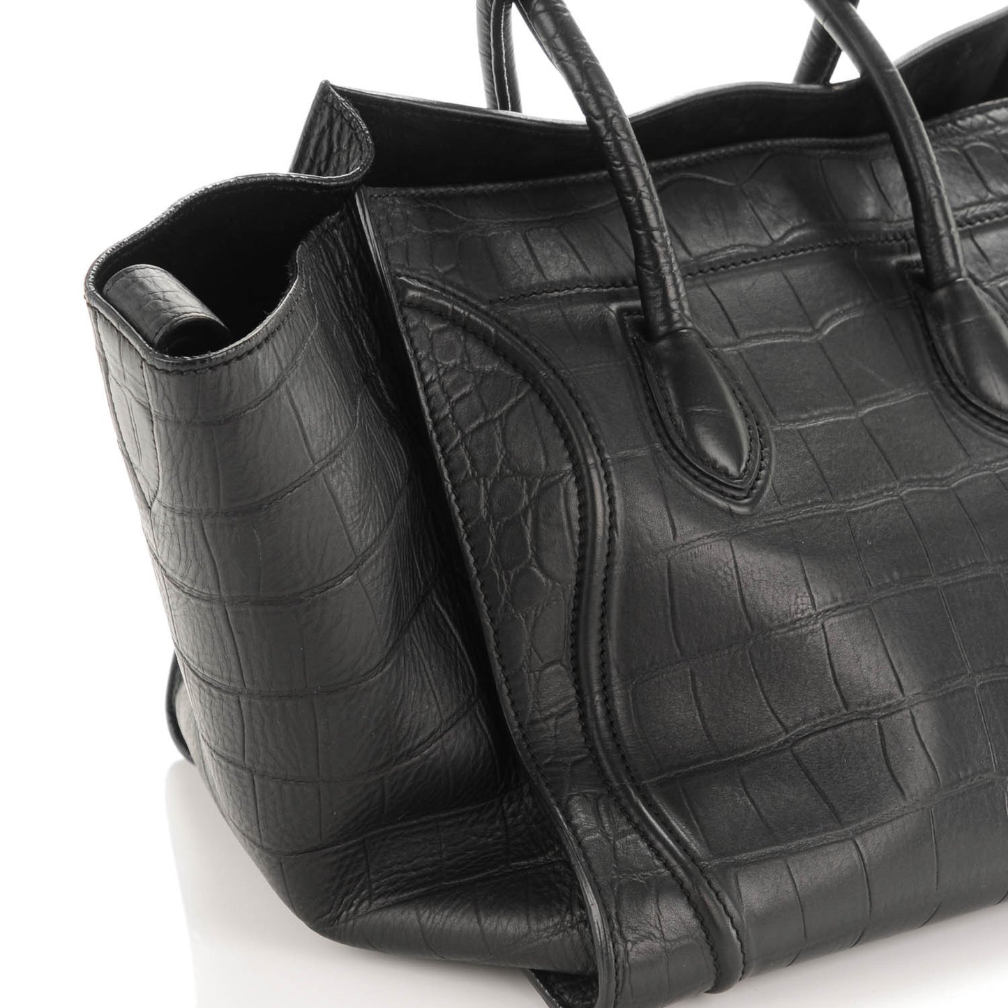 Crocodile Embossed Calfskin Medium Phantom Luggage Black