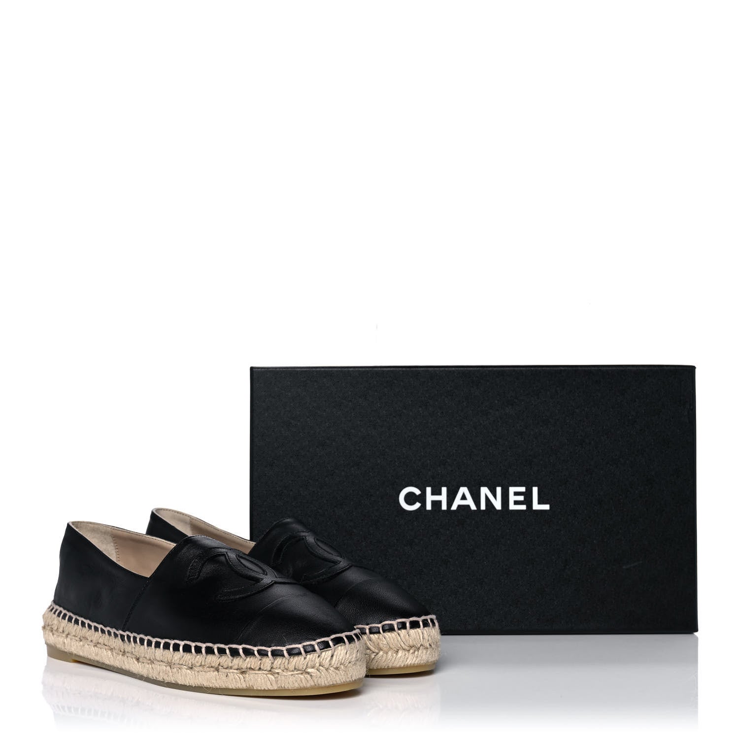 Chanel Lambskin CC Espadrilles 37 Black 10 of 10
