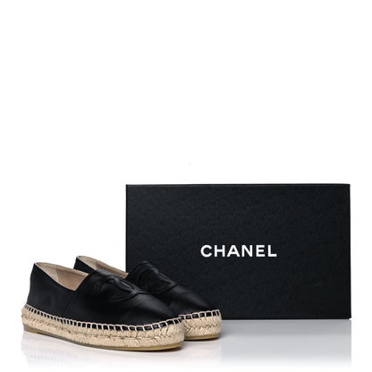 Chanel Lambskin CC Espadrilles 37 Black 10 of 10