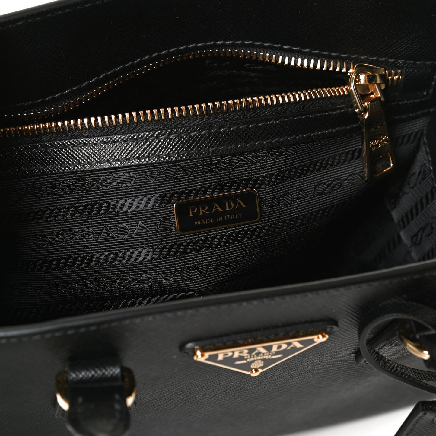 Saffiano Lux Micro Galleria Shoulder Bag Black