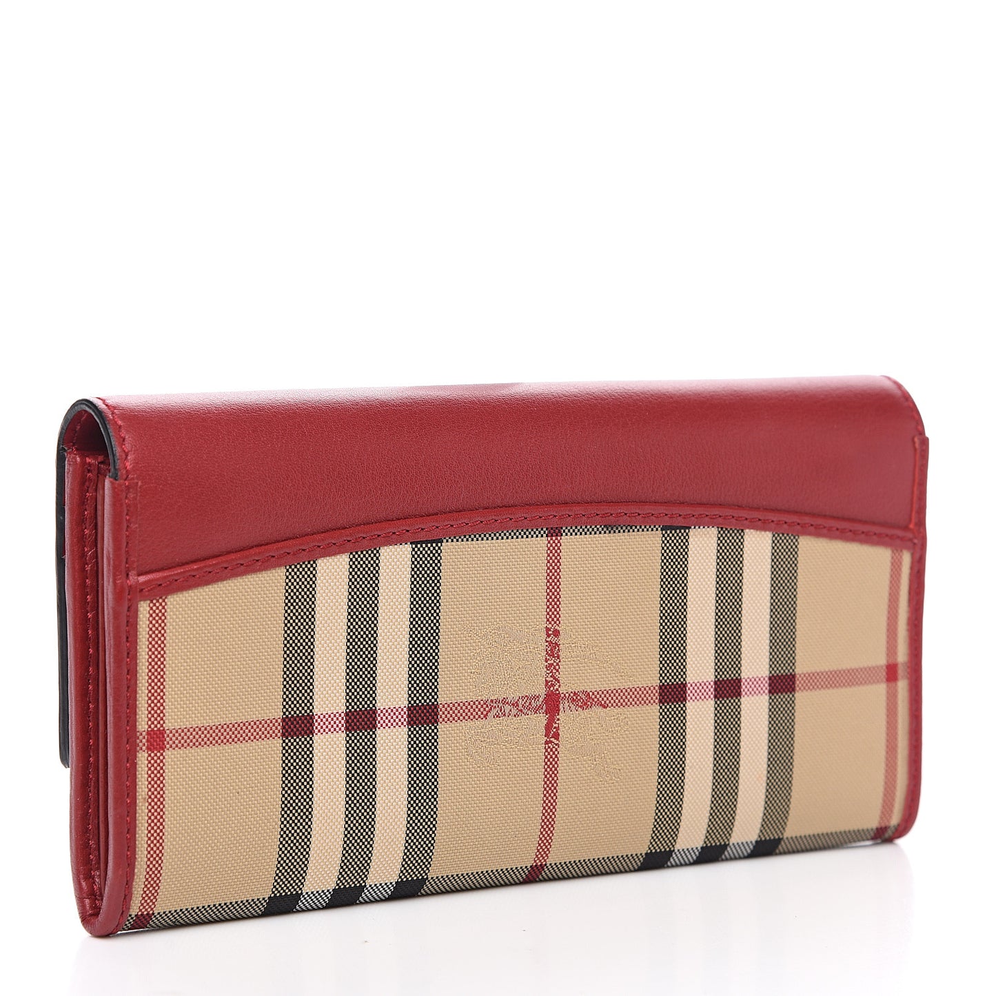 Calfskin House Check Continental Wallet Red