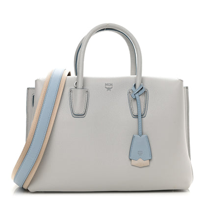MCM Grained Calfskin Medium Milla Tote Whisper Grey 1 of 10
