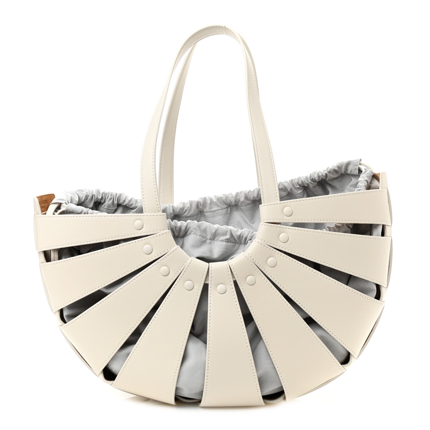 Bottega Veneta French Calfskin Shell Bag White Frost 1 of 8