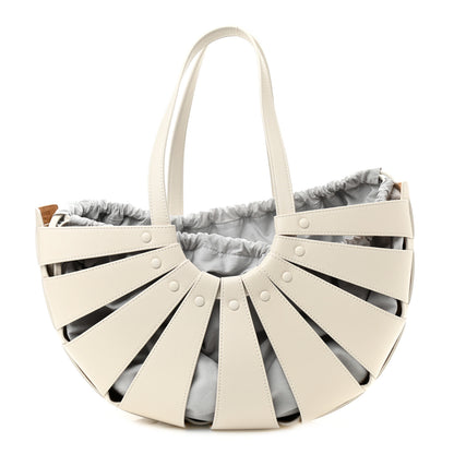 Bottega Veneta French Calfskin Shell Bag White Frost 1 of 8