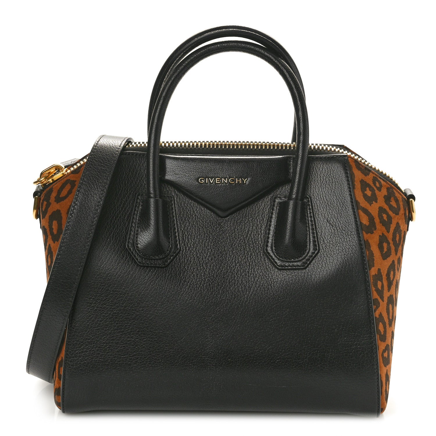 Givenchy Calfskin Suede Leopard Print Small Antigona Black 1 of 10