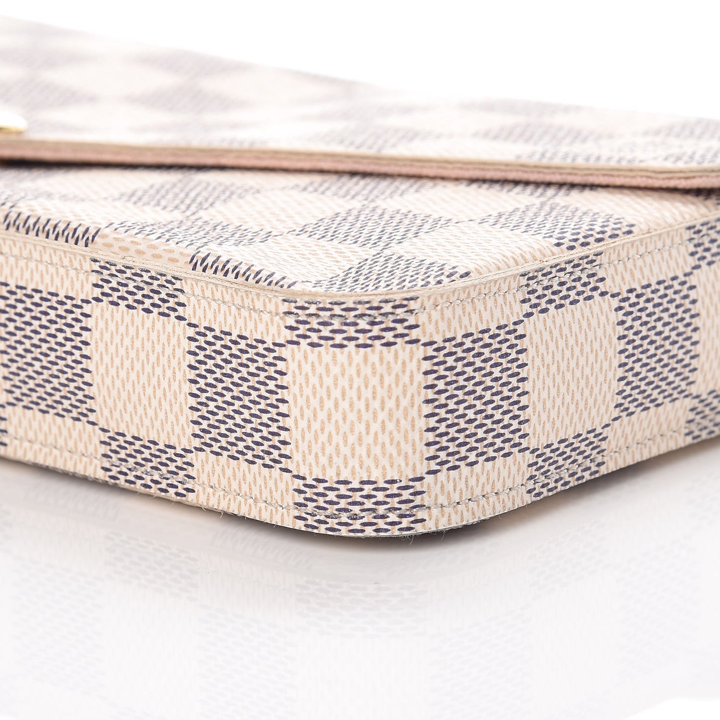 Damier Azur Pochette Felicie Chain Wallet Rose Ballerine