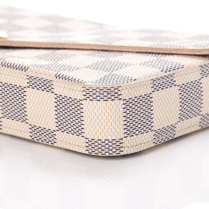 Louis Vuitton Damier Azur Pochette Felicie Chain Wallet Rose Ballerine 8 of 12