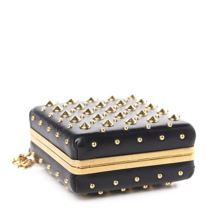 Alexander McQueen Nappa Studded Skull Box Chain Clutch Black Gold 4 of 10