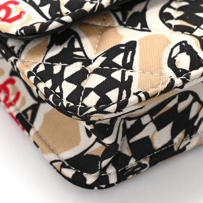 Chanel Canvas Check Flag Printed CC Clutch With Chain Beige Multicolor 8 of 10