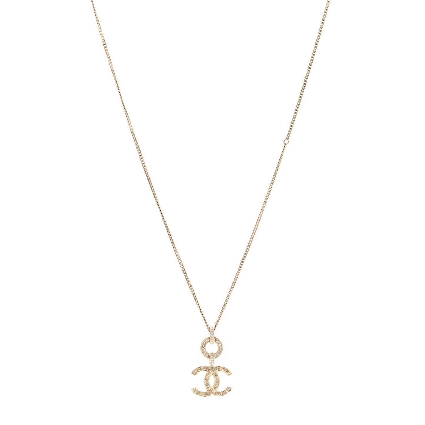 Crystal CC Logo Pendant Necklace Gold