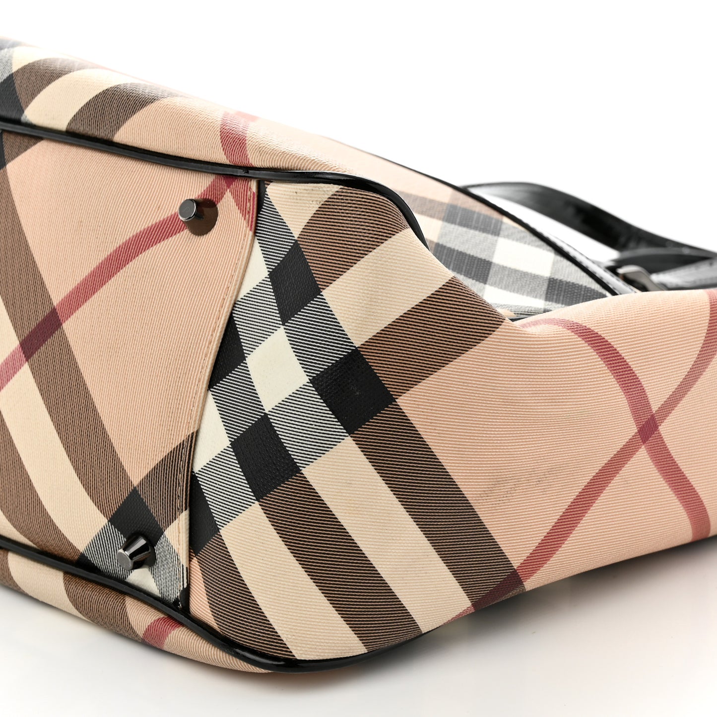 Nova Check Patent Trim Shopper Tote Black