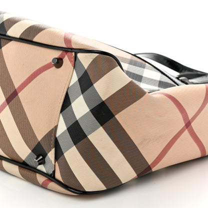 Burberry Nova Check Patent Trim Shopper Tote Black 10 of 12