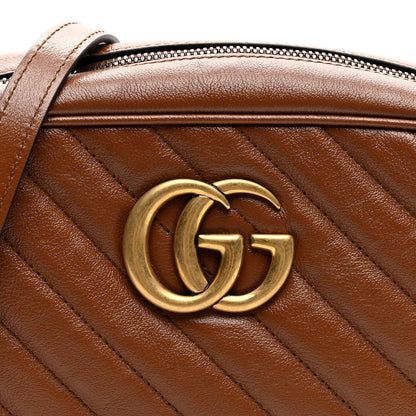 Gucci Glazed Calfskin Matelasse Diagonal Small GG Marmont Chain Shoulder Bag Cuir 8 of 10