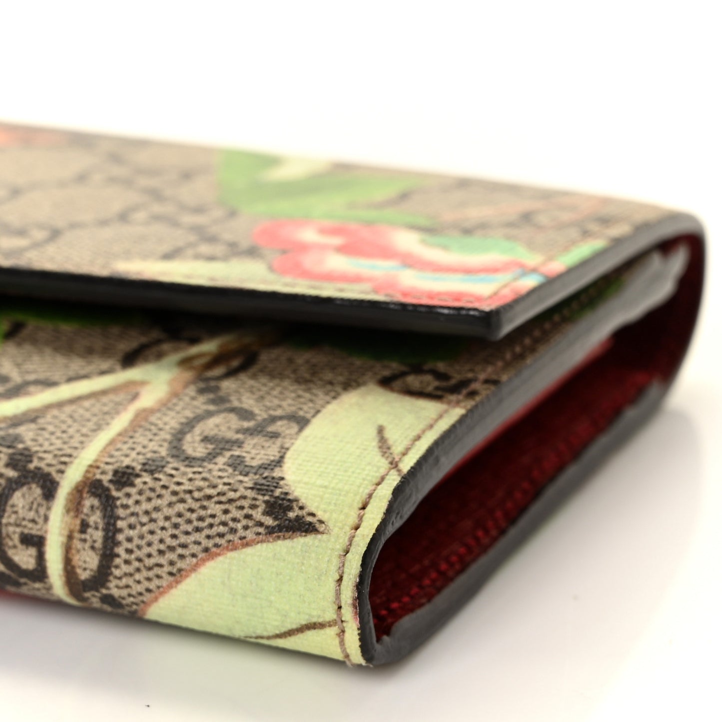 GG Supreme Monogram Tian Continental Wallet Beige Multicolor Red