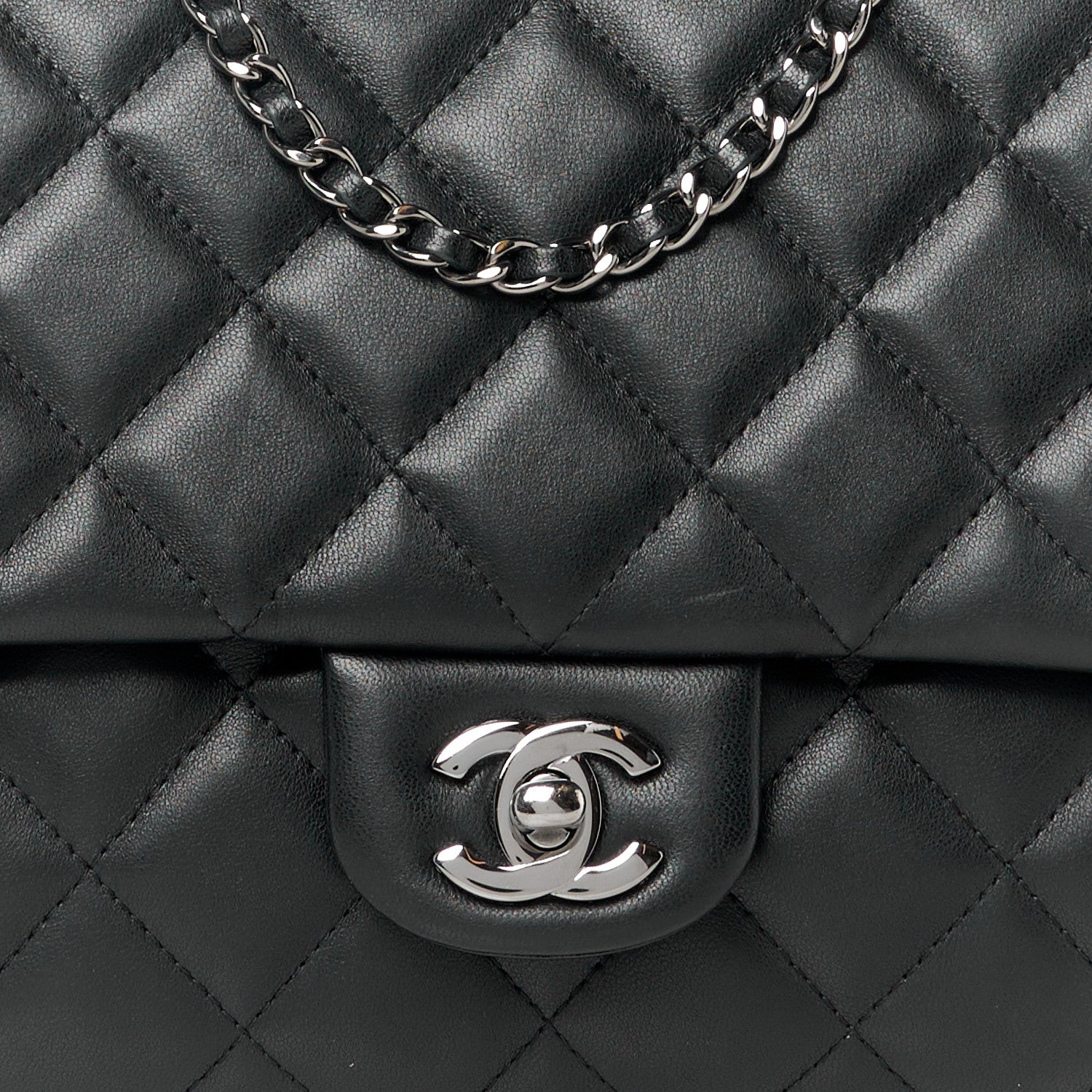 Chanel Lambskin Quilted Clutch with Chain Flap Black 9 of 12