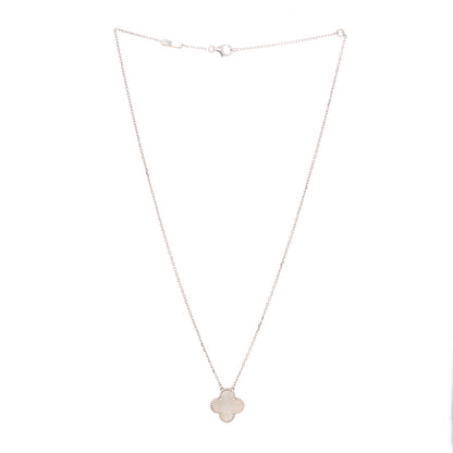 Van Cleef & Arpels 18K White Gold Mother of Pearl Vintage Alhambra Pendant Necklace 5 of 10