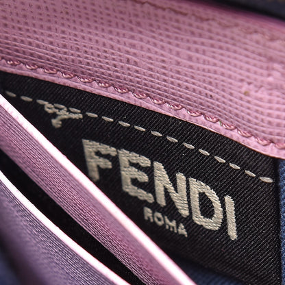 Fendi Vitello Elite Crystal Eye Monster Mini Zip Around Wallet Cobalt Lavender Pink 7 of 13