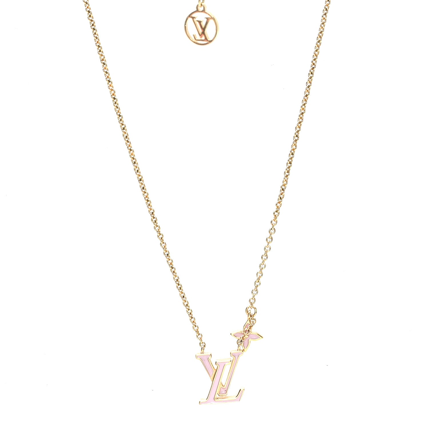Louis Vuitton Enamel LV Iconic Necklace Gold Pink 1 of 5