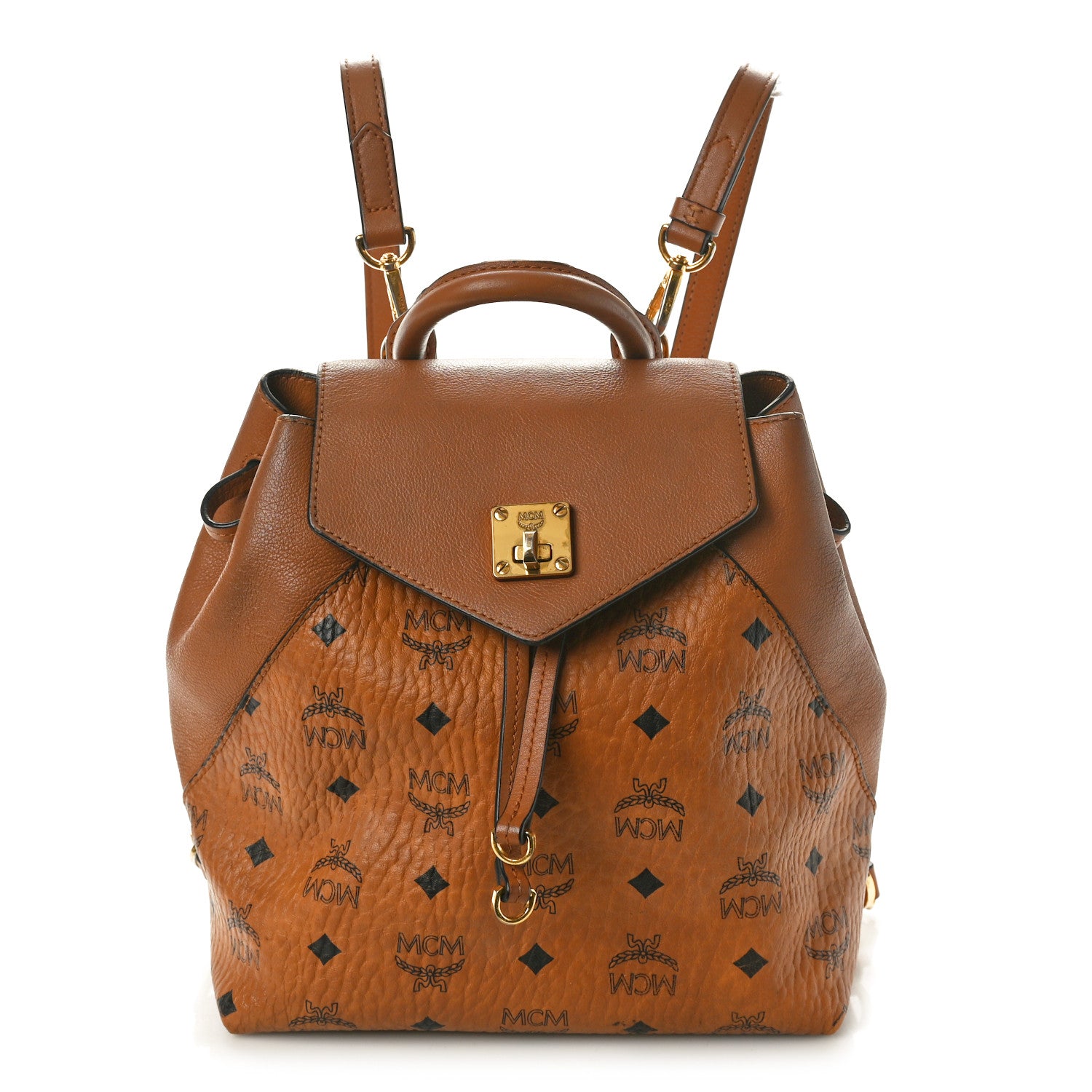 MCM Visetos Small Essential Backpack Cognac 1 of 14