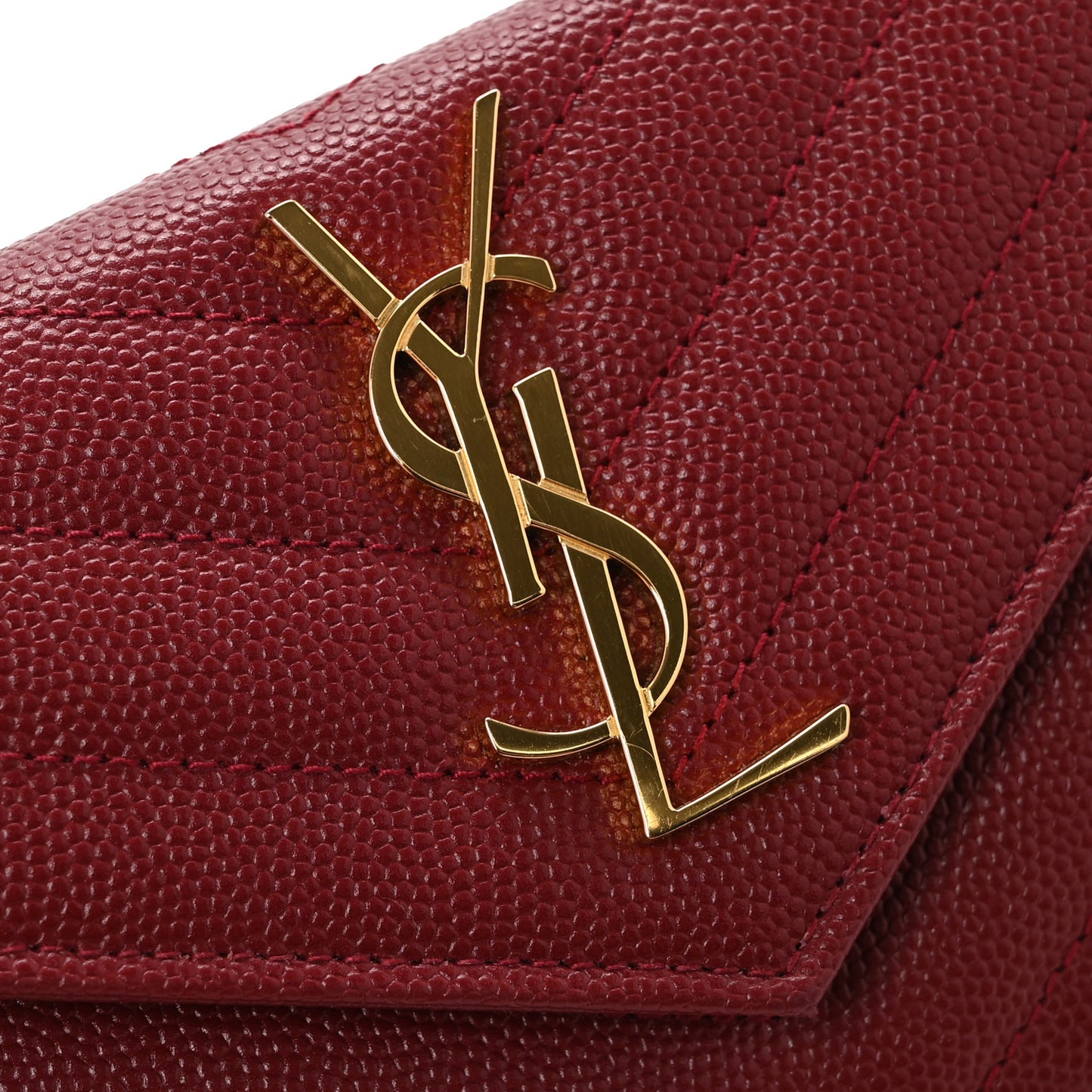 Grain De Poudre Matelasse Chevron Small Monogram Envelope Wallet Opyum Red