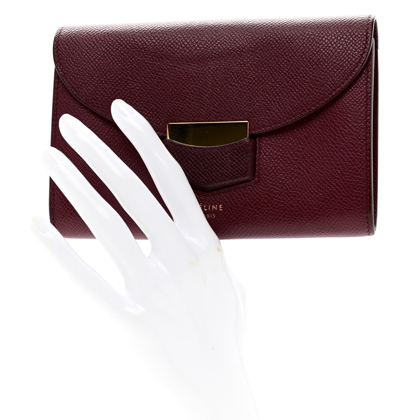 Grained Calfskin Medium Trotteur Multifunction Flap Wallet Plum
