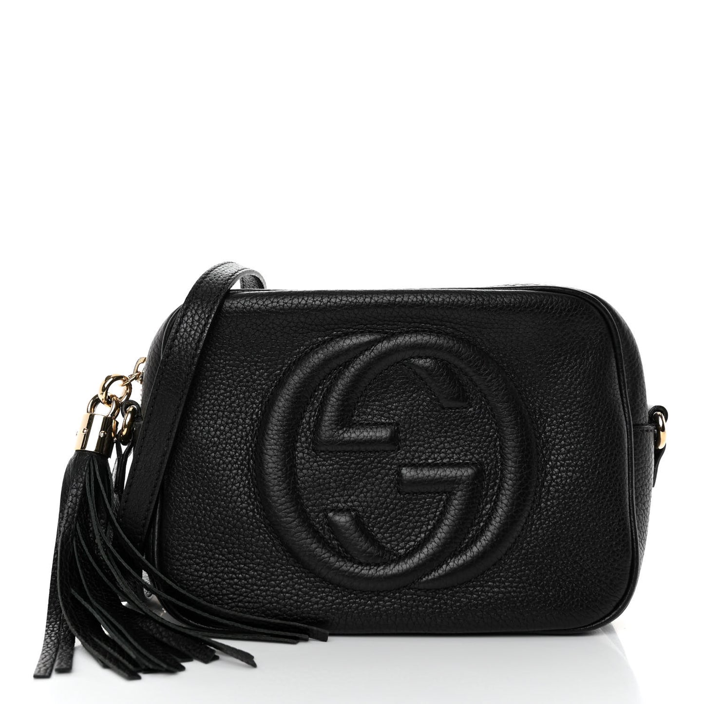 Pebbled Calfskin Small Soho Disco Bag Black
