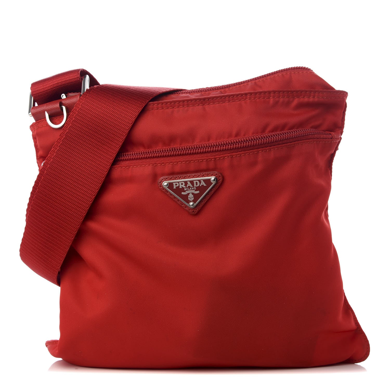 Prada Nylon Vela Saffiano Flat Messenger Bag Rosso 1 of 8