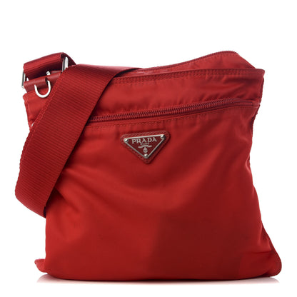 Prada Nylon Vela Saffiano Flat Messenger Bag Rosso 1 of 8