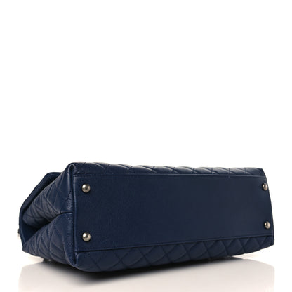 Chanel Caviar Lizard Quilted Medium Coco Handle Flap Navy 4 of 8