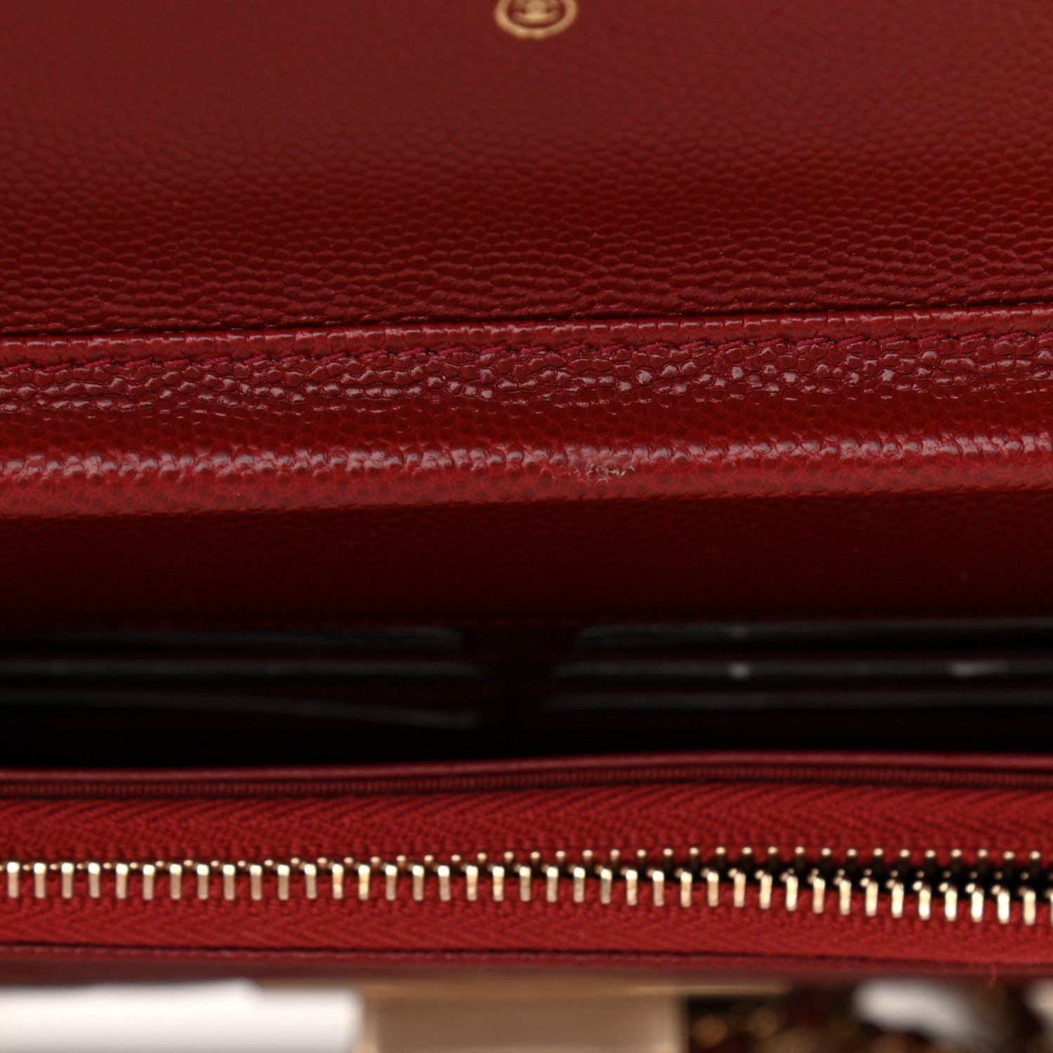 Chanel Caviar Quilted Golden Class Wallet On Chain WOC Red 12 of 12
