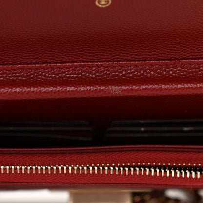 Chanel Caviar Quilted Golden Class Wallet On Chain WOC Red 12 of 12