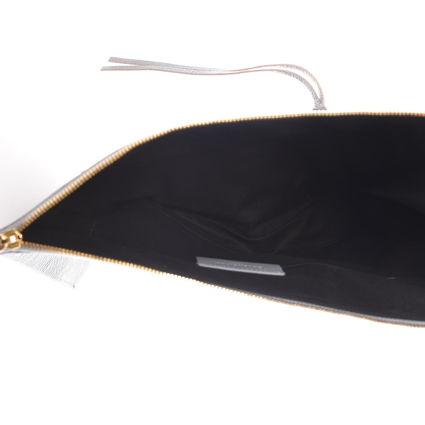 Chevre Gold Metallic Edge Hardware Pouch Bleu Acier