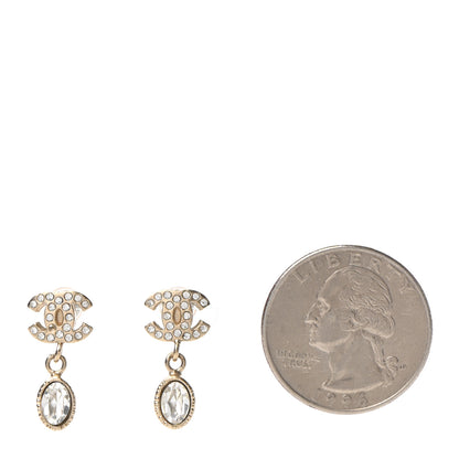 Chanel Crystal CC Drop Earrings Gold 2 of 5