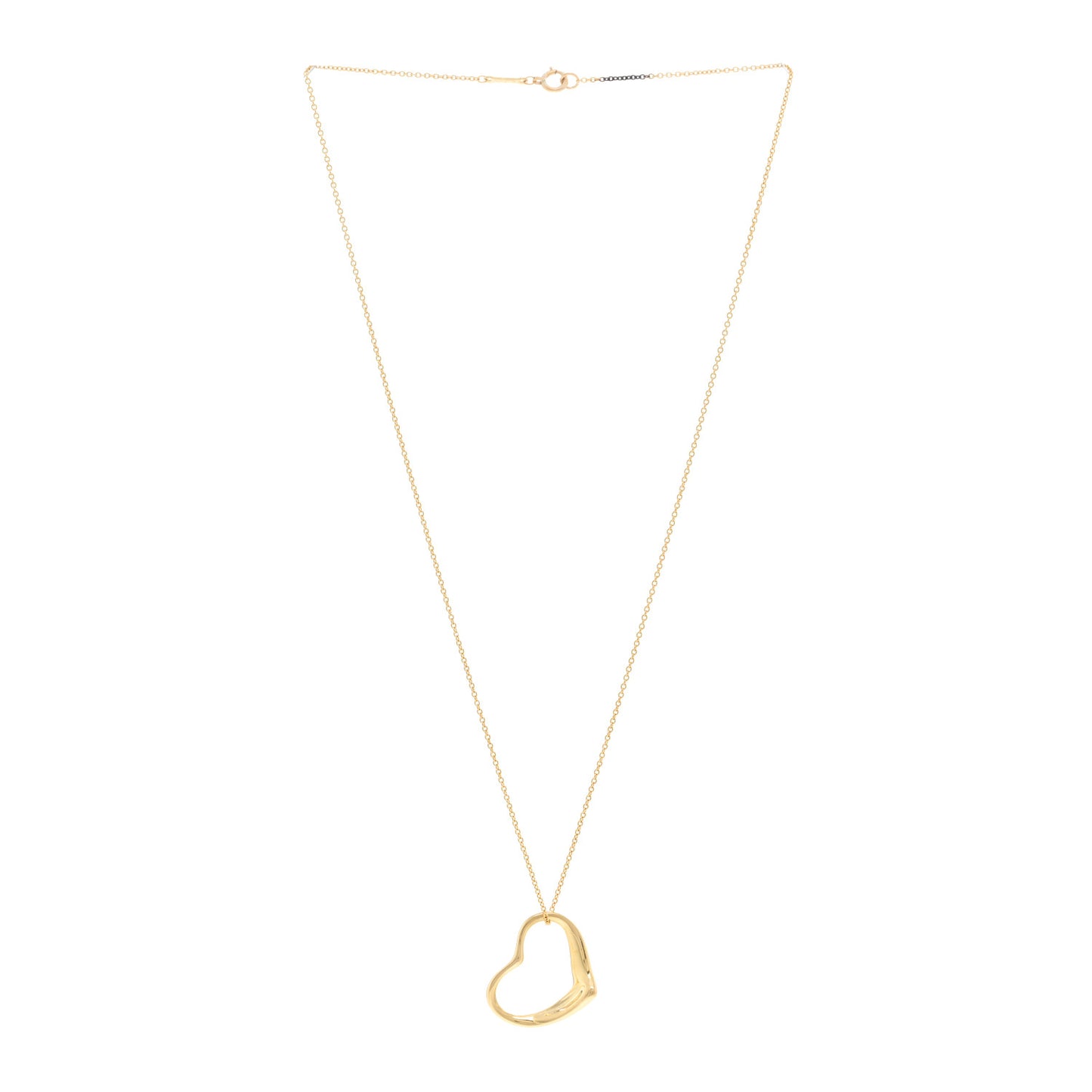 18K Yellow Gold 22mm Elsa Peretti Open Heart Pendant Necklace