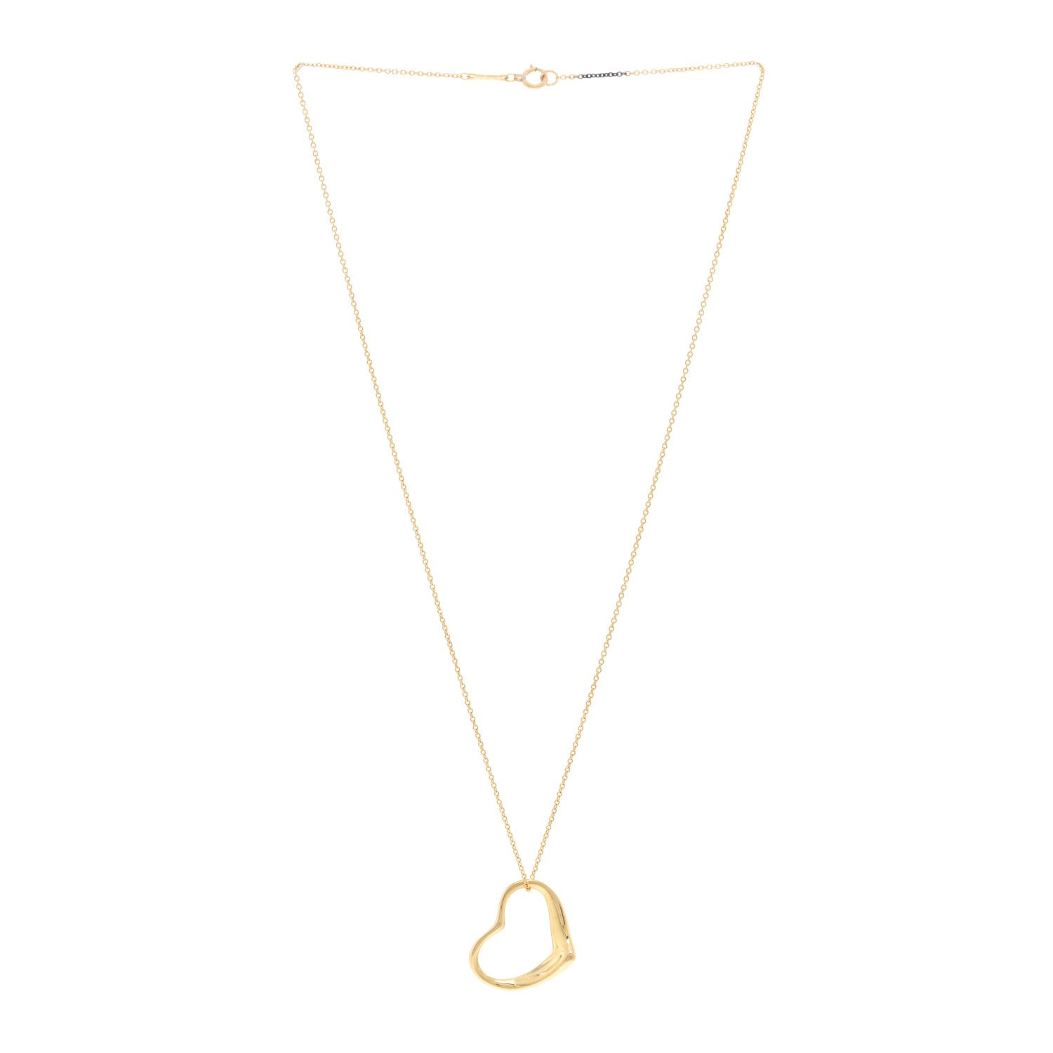 Tiffany 18K Yellow Gold 22mm Elsa Peretti Open Heart Pendant Necklace 3 of 5