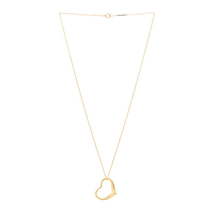 Tiffany 18K Yellow Gold 22mm Elsa Peretti Open Heart Pendant Necklace 3 of 5