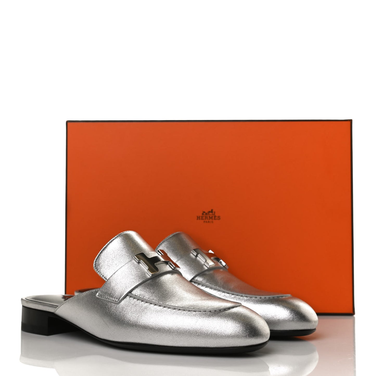 Metallic Nappa Trocadero Mule 38.5 Gris Argento