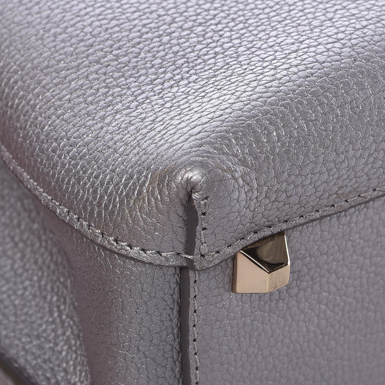MCM Metallic Grained Calfskin Medium Milla Tote Spike Silver 13 of 14