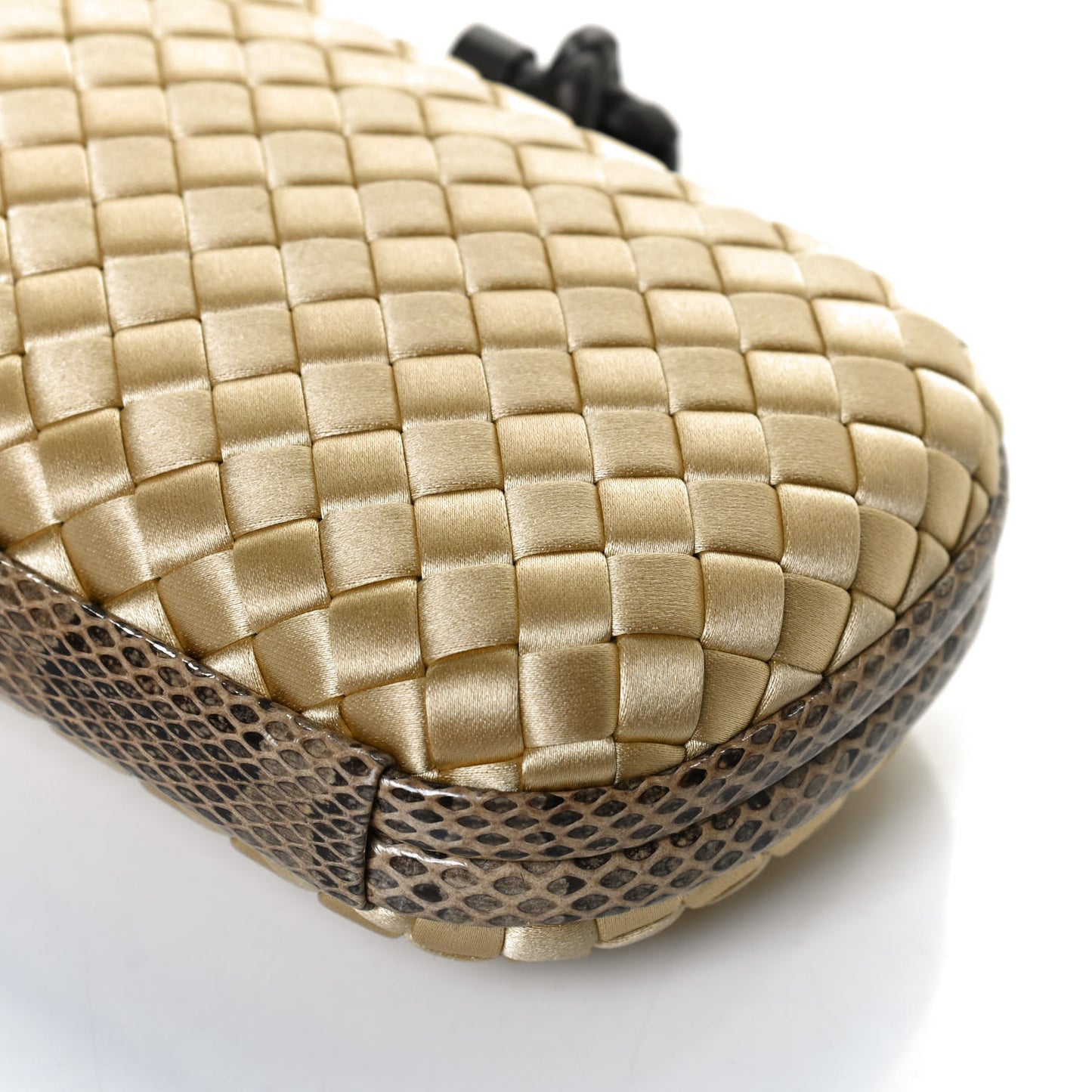 Satin Intreccio Impero Ayers Knot Clutch Camel