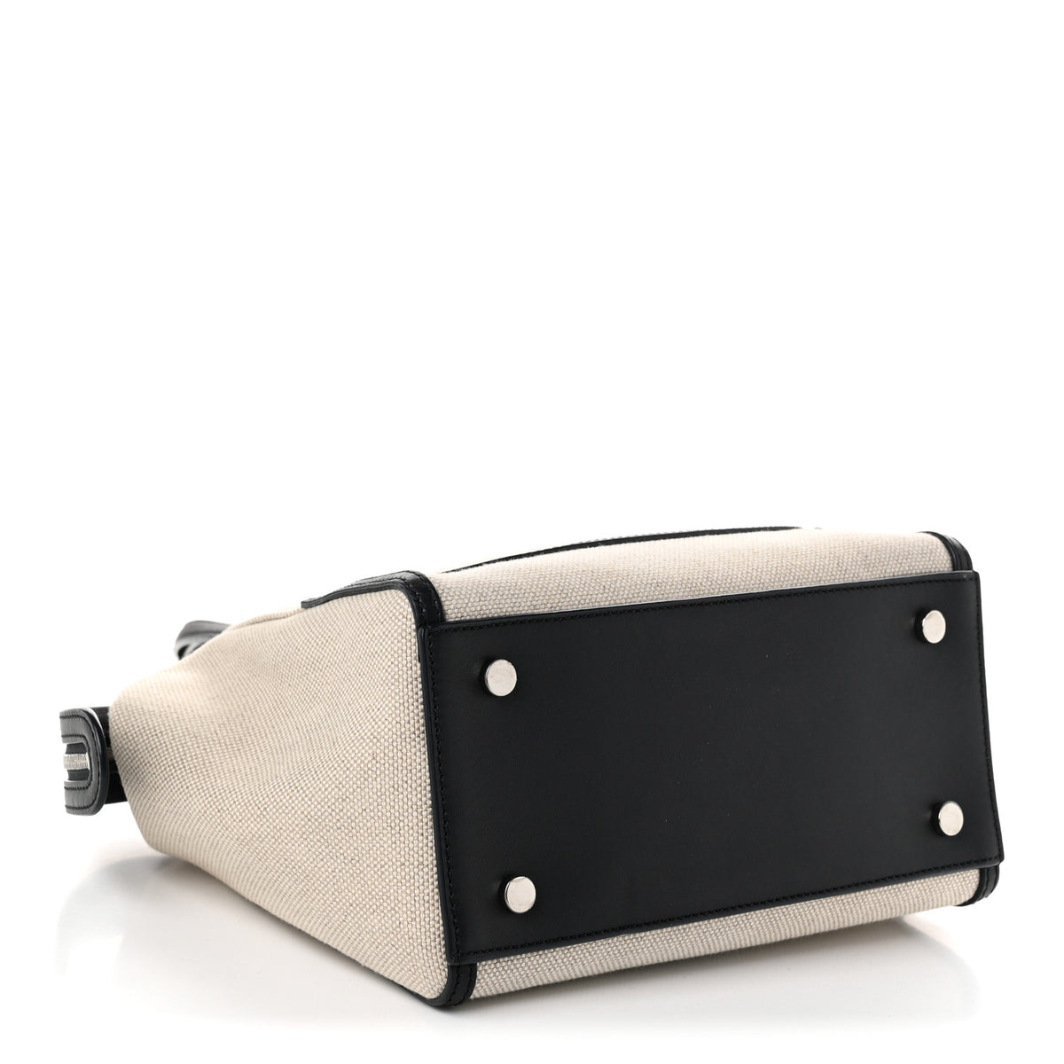 Calfskin Cotton Linen Micro Sesia Happy Day Bag Natural Black