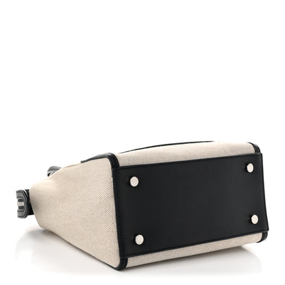 Loro Piana Calfskin Cotton Linen Micro Sesia Happy Day Bag Natural Black 4 of 9