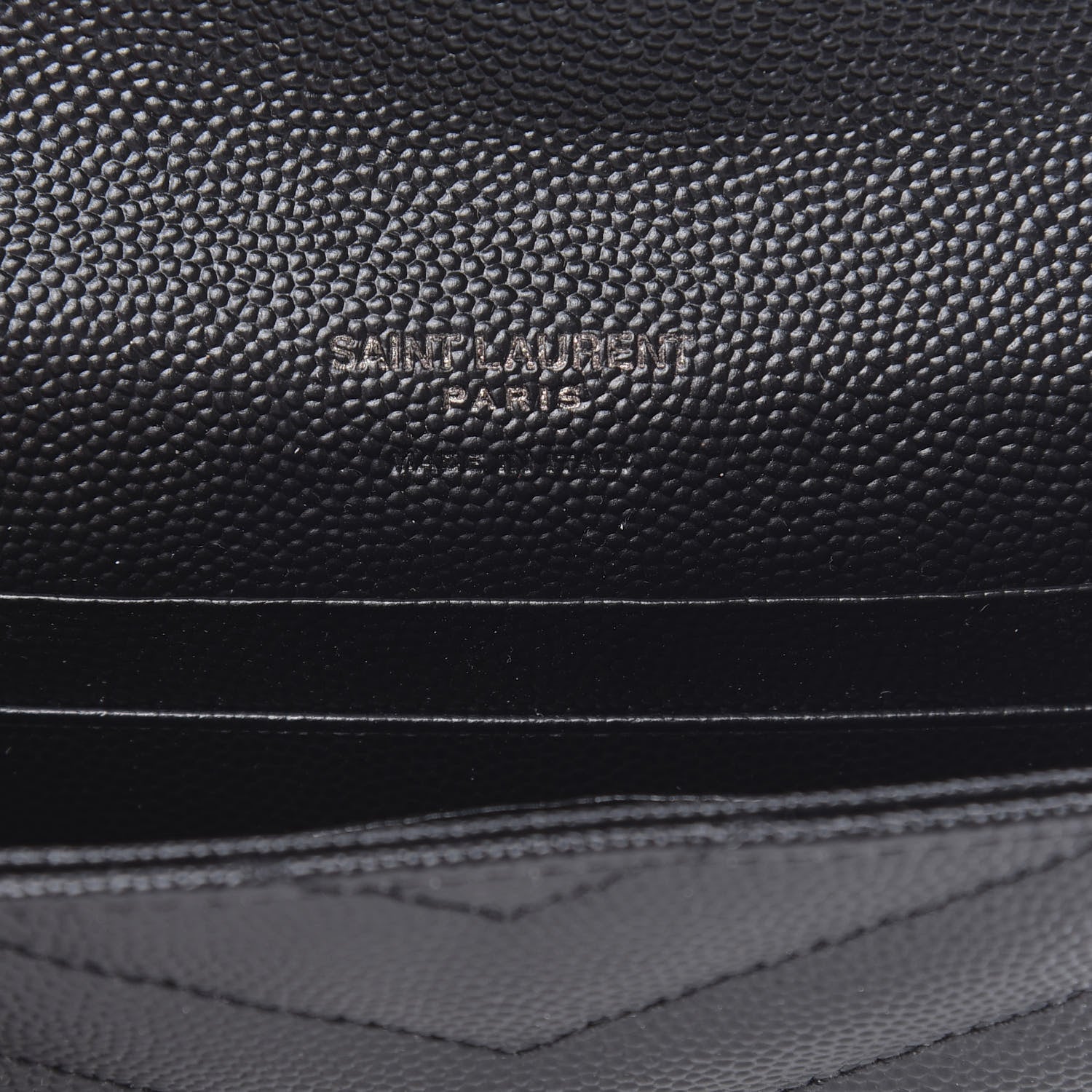 Saint Laurent Grain De Poudre Matelasse Chevron Small Monogram Envelope Wallet Black 6 of 8