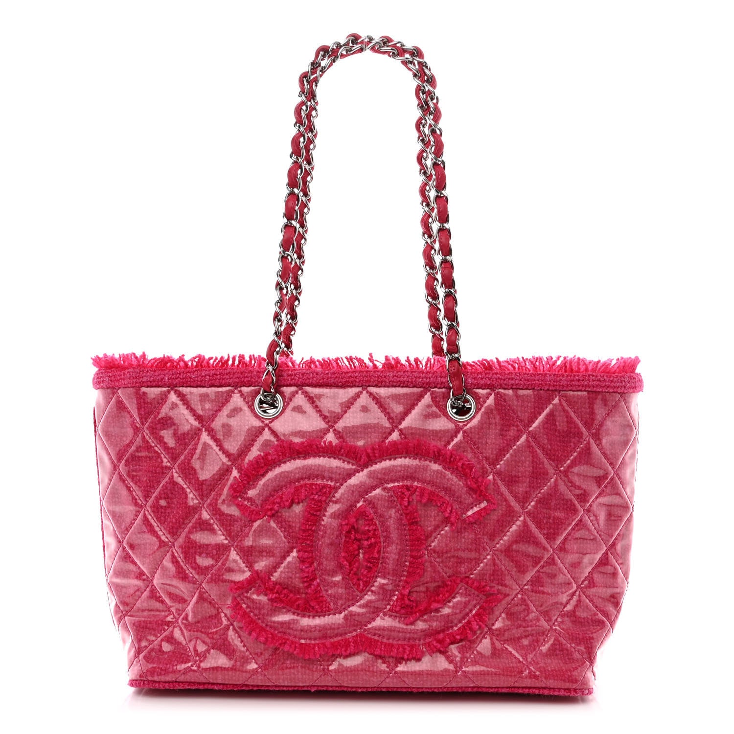 Chanel Vinyl Quilted Funny Tweed Tote Fuchsia 1 of 10
