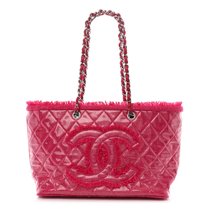 Chanel Vinyl Quilted Funny Tweed Tote Fuchsia 1 of 10