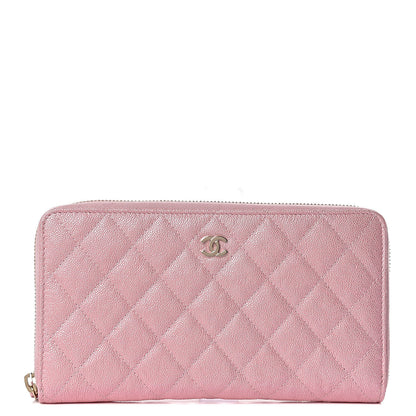 Chanel Iridescent Caviar Quilted Large Zip Around Organizer Wallet Pink 1 of 12