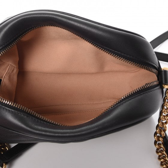 Calfskin Matelasse Small GG Marmont Chain Shoulder Bag Black