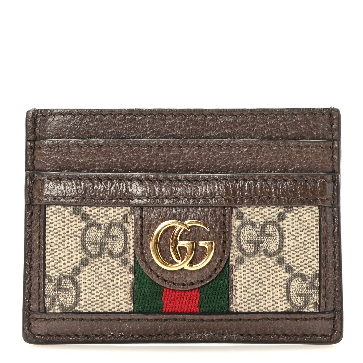 GG Supreme Monogram Ophidia Card Holder Brown